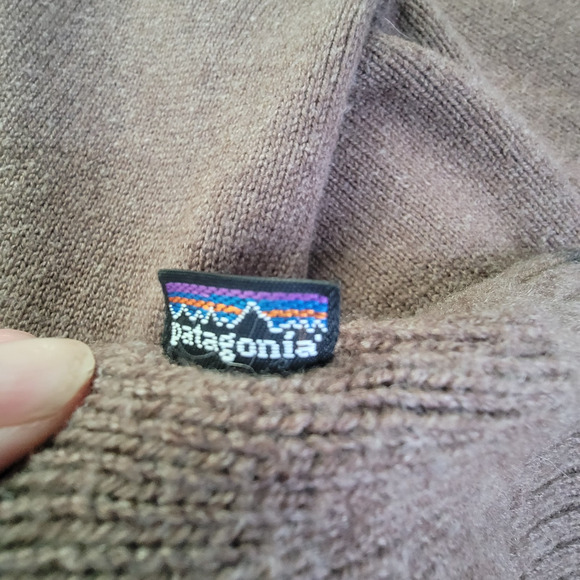 Patagonia Mens XL Lambswool Nylon Full Zip Sweater Cardigan Brown - Picture 10 of 11